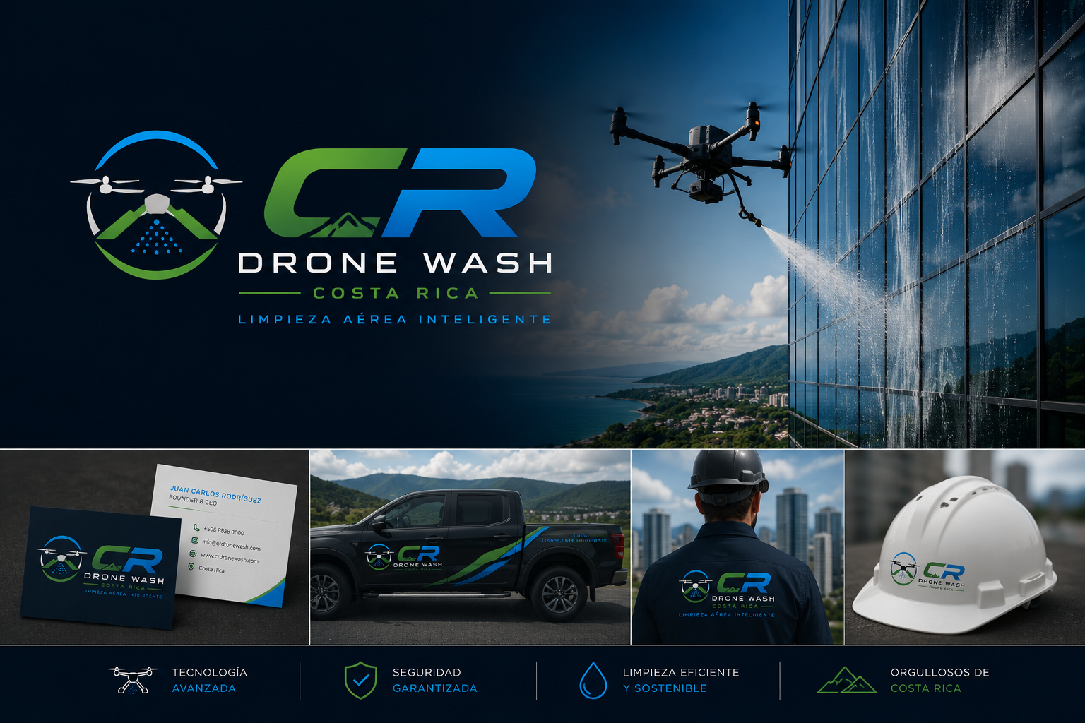 Commercial solar panel cleaning with drone